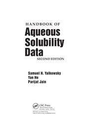 Front cover of Handbook of aqueous solubility data by Samuel H. Yalkowsky