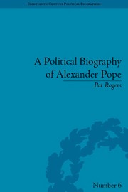 Front cover of Political biography of alexander pope by Pat Rogers