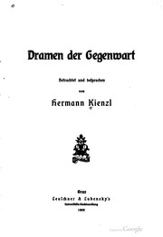 Front cover of Dramen der gegenwart by Hermann Kienzl
