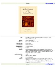 Front cover of Holy women of the Syrian Orient by Sebastian P. Brock