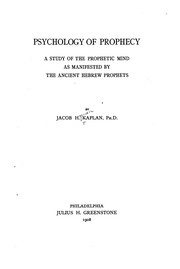 Front cover of Psychology of prophecy by Kaplan, Jacob H.