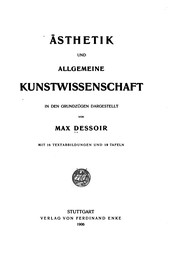 Front cover of Ästhetik und allgemeine Kunstwissenschaft in den Grundzügen dargestellt by Max Dessoir