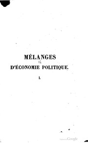Cover of Mélanges d'économie politique by E. Daire