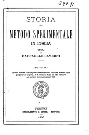 Cover of Storia del metodo sperimentale in Italia by Raffaello Caverni