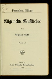 Front cover of Allgemeine Musiklehre by Stephan Krehl