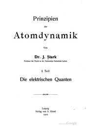 Cover of Prinzipien der Atomdynamik by Johannes Stark
