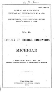 Front cover of History of higher education in Michigan by McLaughlin, Andrew Cunningham