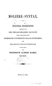 Cover of Molière-Syntax by Friedrich Albert Hamel