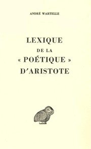 Front cover of Lexique de la "Poétique" d'Aristote by André Wartelle
