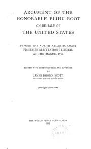 Front cover of Argument of the Honorable Elihu Root on behalf of the United States by Elihu Root