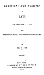 Front cover of Questions and answers on law by Asa Kinne