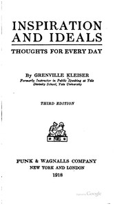 Front cover of Inspiration and ideals by Grenville Kleiser