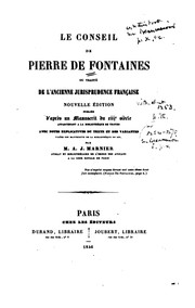 Front cover of Le conseil de Pierre de Fontaines by Pierre de Fontaines