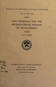 Front cover of New proposals for the international finance of development by N. T. Wang