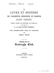 Front cover of Le livre et mistere du glorieux seigneur et martir Saint Adrien by Émile Picot