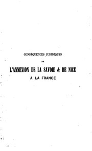 Front cover of Conséquences juridiques de l'annexion de la Savoie et de Nice a la France by Ch Brunet