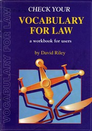 Front cover of Vocabulary for law by David Riley