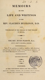 Front cover of Memoirs of the life and writings of the Rev. Claudius Buchanan, D.D by Hugh Pearson