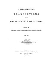 Cover of Philosophical transactions of the Royal Society of London by Royal Society (Great Britain)