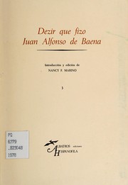 Front cover of Dezir que fizo Juan Alfonso de Baena by Juan Alfonso de Baena