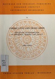 Front cover of Cheap lives and dear limbs by Jörg Fisch