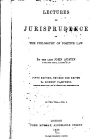 Cover of Lectures on jurisprudence by Austin, John
