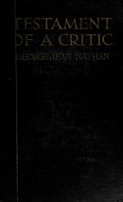 Front cover of Testament of a critic by Nathan, George Jean