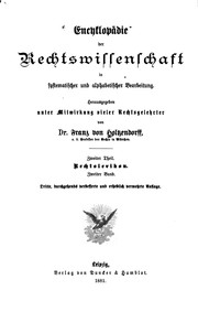 Cover of Encyklopädie der Rechtswissenschaft in systematischer und alphabetischer Bearbeitung by Franz von Holtzendorff