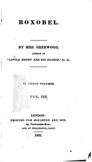 Front cover of Roxobel by Mrs. Mary Martha (Butt) Sherwood