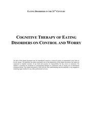Front cover of Cognitive therapy of eating disorders on control and worry by Sandra Sassaroli