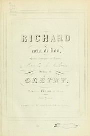 Front cover of Richard Coeur de Lion by André Ernest Modeste Grétry