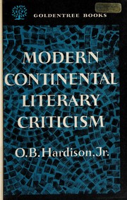 Cover of Modern continental literary criticism by O. B. Hardison