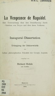 Front cover of La vengeance de Raguidel by Richard Rohde