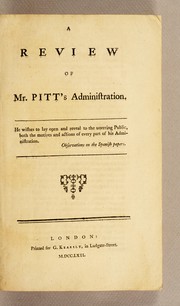 Front cover of A review of Mr. Pitt's administration by Almon, John