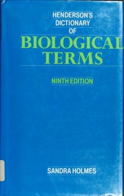 Front cover of Henderson's Dictionary of Biological Terms by Isabella Ferguson Henderson