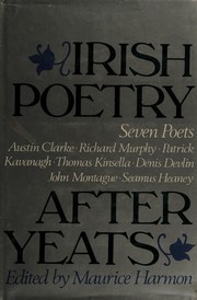 Front cover of Irish poetry after Yeats by Clarke, Austin