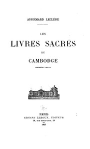 Front cover of Les livres sacrés du Cambodge by Adhémard Leclère