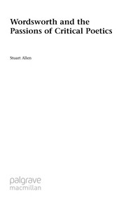 Cover of Wordsworth and the passions of critical poetics by Stuart Allen