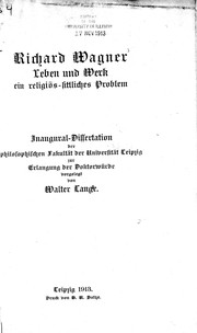 Cover of Richard Wagner by Walter Lange