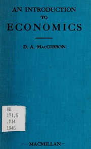 Front cover of An introduction to economics for Canadian readers by Duncan Alexander MacGibbon