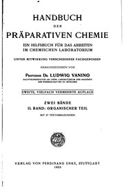 Front cover of Handbuch der präparativen Chemie by Ludwig Vanino