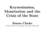 Cover of Keynesianism, monetarism, and the crisis of the state by Clarke, Simon