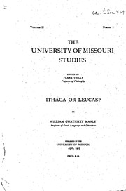 Front cover of The University of Missouri Studies by University of Missouri