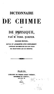 Cover of Dictionnaire de chimie et physique by Jean Chrétien Ferdinand Hoefer