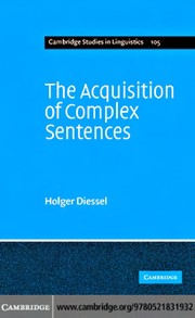 Front cover of ACQUISITION OF COMPLEX SENTENCES by HOLGER DIESSEL