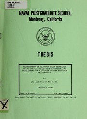 Front cover of Measurement of electron beam emittance using optical transition radiation and development of a diffuse screen electron beam monitor by Carlton B. Reid
