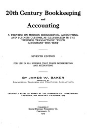 Front cover of 20th century bookkeeping and accounting by Baker, James W.