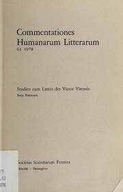 Front cover of Studien zum Latein des Victor Vitensis by Reijo Pitkäranta