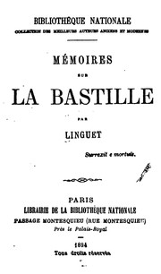 Front cover of Mémoires sur la Bastille by Linguet, Simon Nicolas Henri