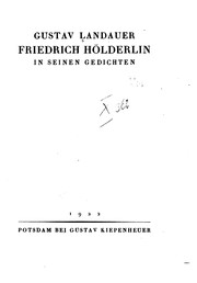 Front cover of Friedrich Hölderlin in seinen Gedichten by Gustav Landauer